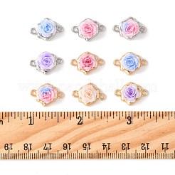 合金と樹脂のローズフラワーコネクターチャーム24個（9色）  ミックスカラー  プラチナ·ゴールデン  12.4x17.5x6.6mm&nbsp;FIND-FS0004-71