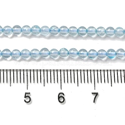 天然ブルートパーズビーズ連売り  ラウンド  3~3.5mm  穴：0.6~0.7mm  約120~150個/連  15.16~15.55''（38.5~39.5センチメートル）&nbsp;G-B090-A28-03