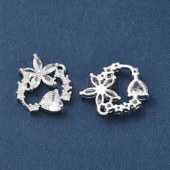 Brass Micro Pave Clear Cubic Zirconia Pendants&nbsp;KK-C168-06S
