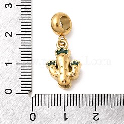 304ステンレススチール製グリーンエナメルヨーロピアンダングルチャーム  サボテンの大きな穴のペンダント  イオンプレーティング（ip）  ゴールドカラー  25.5mm  穴：4.5mm&nbsp;STAS-D153-15G