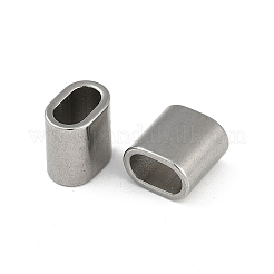 変色防止304ステンレススチールビーズ  長方形  ステンレス鋼色  10x10x6.5mm  穴：7x4mm&nbsp;STAS-Q336-10P