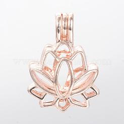 合金アロマペンダント  ケージペンダント  花  ローズゴールド  25x17.5x10.5mm  穴：3.5x4.5mm  インナー対策：11.5x14mm&nbsp;PALLOY-S062-40RG