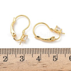 Teardrop Brass Micro Pave Clear Cubic Zirconia Leverback Earring Findings&nbsp;KK-Z136-24G-02