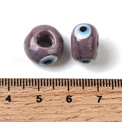 手作りのナザールボンジュウのランプワークビーズ  ロンデル  紫色のメディア  13~14.5x13.5~15x8~9mm  穴：4.5mm&nbsp;LAMP-A153-08-08