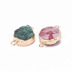 Natural Drusy Agate Flat Round Links connectors&nbsp;G-P090-17