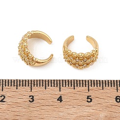 C-Shaped with Round Brass Micro Pave Clear Cubic Zirconia Cuff Earrings&nbsp;EJEW-L316-01G-02