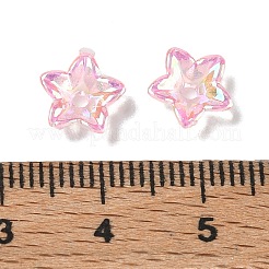 透明なアクリルビーズキャップ  花  UVメッキ  5枚の花びら  パールピンク  8x8.5x3mm  穴：1.6mm&nbsp;AC-CBA1E6C-06D-01