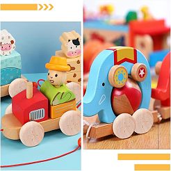 シマウッドの車輪24個とシマウッドの棒12個  おもちゃ作りアクセサリー  バリーウッド  ホイール: 3.8x1.2cm  穴：4.5mm  スティック：150x5mm&nbsp;DIY-OC0004-19