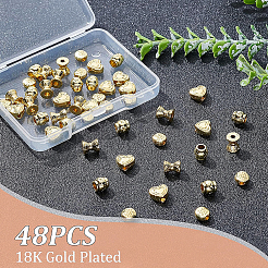 48 個 4 スタイル合金ビーズ  ミックス型  18KGP本金メッキ  5.5~7x6~8x3~6mm  穴：1.5~3mm  12個/スタイル&nbsp;FIND-BC0002-72