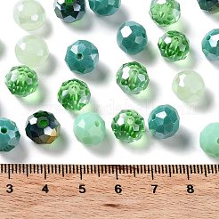 ガラスビーズ  多面カット  ロンデル  ライムグリーン  10x8mm  穴：1mm  約67個/60g&nbsp;EGLA-A034-SM10mm-11