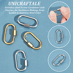 4Pcs 2 Colors 304 Stainless Steel Screw Carabiner Lock Charms&nbsp;STAS-UN0053-34