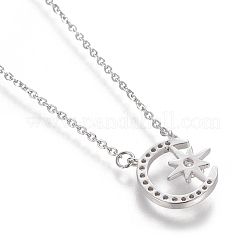 Brass Micro Pave Cubic Zirconia Pendant Necklaces&nbsp;NJEW-I230-20