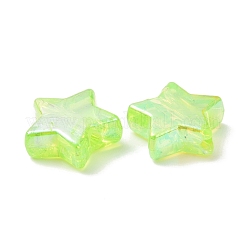環境に優しい透明アクリルビーズ  スター  ABカラー  緑黄  10x4mm  穴：1.5mm  約2250個/500g&nbsp;PL556-PW42