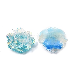 ツートンカラーの不透明樹脂とグリッターパウダーのカボション  花バラ  ミックスカラー  19x20x8mm&nbsp;RE-CBA7537-03
