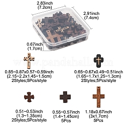 40個 8スタイル 天然木ペンダント&ビーズセット  染め  クロス  ミックスカラー  13~30x13~17x4~5mm  穴：1.2~1.8mm  5個/スタイル&nbsp;WOOD-FS0001-46