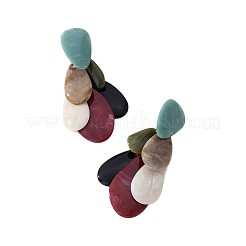女性用樹脂製スタッドピアス  ティアドロップ  カラフル  100x37mm&nbsp;WGCC9D4-01