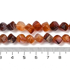 天然カーネリアン（染色・加熱）ビーズ連売り  キューブ  7.5~8.5x6.5~8.5x5.5~6.5mm  穴：0.7mm  約52~56個/連  15.16~15.87''（38.5~40.3センチメートル）&nbsp;G-A257-A02-01