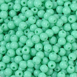 不透明なアクリルビーズ  ラウンド  ミディアムアクアマリン  5x4mm  穴：1.6mm  約12500個/500g&nbsp;SACR-A007-01C-23