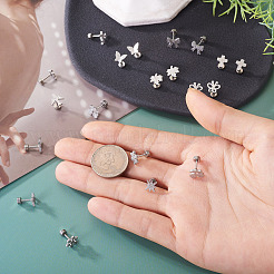 10Pairs 10 Styles 304 Stainless Steel Stud Earrings&nbsp;EJEW-TA0008-61