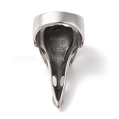 バイキング 304 ステンレススチール製 男性用カラスヘッド 指輪  アンティークシルバー  usサイズ9（18.9mm）&nbsp;RJEW-U005-14A-P