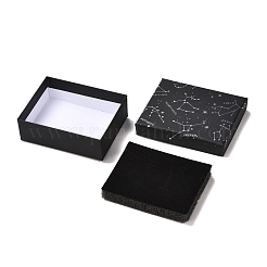 厚紙ジュエリー包装箱  内部のスポンジ  リング用  小さな時計  ネックレス  イヤリング  ブレスレット  星座模様  9.3x7.3x3.2cm&nbsp;CON-B002-02A-01