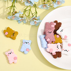 12色の食品グレードの環境に優しいシリコンビーズ6個。  クマ  ミックスカラー  30x21x7.5mm  穴：2mm  2個/カラー&nbsp;SIL-CA0002-11
