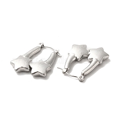 変色しない304ステンレススチール製スターフープピアス（女性用）  ステンレス鋼色  24x21x4mm  ピン：0.7mm&nbsp;EJEW-K243-11P