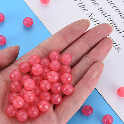 透明なアクリルビーズ  染め  多面カット  ラウンド  濃いピンク  9.5x9.5mm  穴：2mm  約970個/500g&nbsp;TACR-S153-42E-03