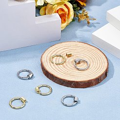真鍮スクリューカラビナロックチャーム 6色2個  ネックレス作り用  長持ちメッキ  カドミウムフリーと鉛フリー＆ニッケルフリー  リング  ミックスカラー  20x2mm  ネジ:6x5x5mm  3個/カラー&nbsp;KK-HS0001-08