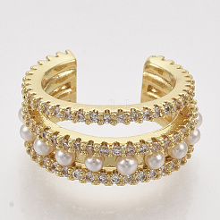 Brass Micro Pave Cubic Zirconia Cuff Earrings&nbsp;ZIRC-Q022-027G-NF