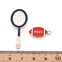 スポーツ合金エナメルペンダント  ライトゴールド  ミックスカラー  15~35x6~28x1~4mm  穴：1.6~1.8mm&nbsp;PALLOY-T094-14M