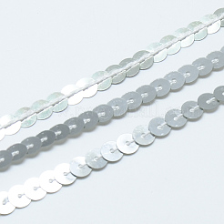 プラスチックスパンコールビーズ  スパンコールビーズ  装飾アクセサリー  フラットラウンド  銀  4mm  約100ヤード/ロール&nbsp;PVC-Q085-4mm-1