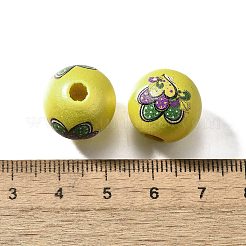 プリントされた天然木  パールカラーの  カーニバルシリーズ  ハート  15.5x14.5mm  穴：4.5mm&nbsp;WOOD-D288-11