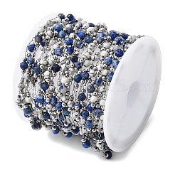 Handmade Natural Lapis Lazuli & Synthetic Howlite Beads & 316 Stainless Steel Round Link Chains&nbsp;CHS-L033-07P-03