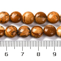 天然石ピクチャージャスパービーズ連売り  フラットラウンド  7.5~8x4.5~5mm  穴：1.2mm  約50~51個  14.57~15.35インチ（37~39cm）&nbsp;G-T047-A22-01