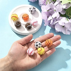 10個5色スポーツテーマ不透明アクリル樹脂ビーズ  ラウンド  ミックスカラー  20mm  穴：2.5mm  2個/カラー&nbsp;MACR-FS0002-05