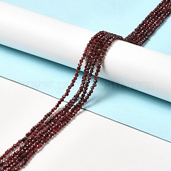 天然石ガーネットビーズ連売り  多面カット  ラウンド  3~3.5mm  穴：0.6mm  約130個/連  38cm&nbsp;G-I341-09B