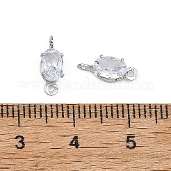 SHEGRACE Brass Pave Cubic Zirconia Oval Connector Charms&nbsp;XGRQ2O873-437A-P