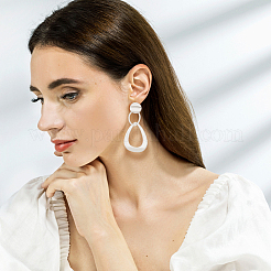 4 Pairs 4 Style Alloy Hollow Teardrop Dangle Stud Earrings for Women&nbsp;EJEW-AN0004-34