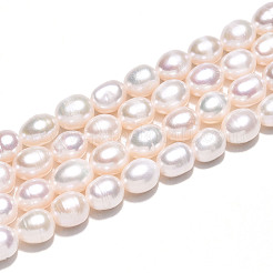 天然養殖淡水パールビーズ連売り  ライス  乳白色  6.5~8x6~6.5mm  穴：0.5mm  約47個/連  13.98~14.17''（35.5~36センチメートル）&nbsp;PEAR-N012-06Y