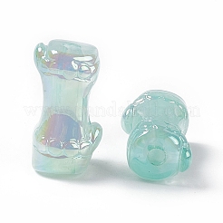 UVメッキレインボー虹色アクリルビーズ  竹の棒  淡いターコイズ  24.5x13x11.5mm  穴：3mm&nbsp;PACR-M003-06A