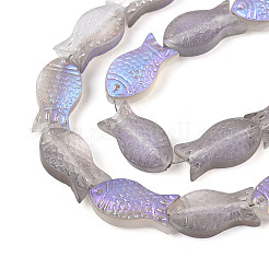 つや消しガラスビーズ連売り  魚  アザミ  15x8.1x5mm  穴：0.9~1mm  約55個/連  25.59''（65センチメートル）&nbsp;X-GLAA-T023-40C-04