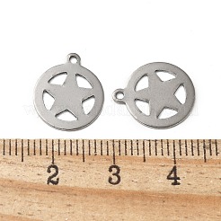 ステンレスペンダント201個  星のチャームが付いたリング  ステンレス鋼色  14x12x0.5mm  穴：1.2mm&nbsp;STAS-I330-042P