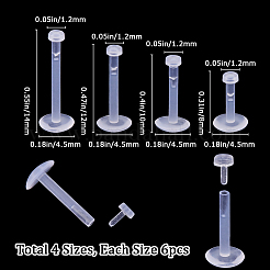 4種類のアクリル製スレッドフラットバックイヤリング  女性と男性のための軟骨ピアス  透明  8~14x4.5mm  6個/スタイル&nbsp;EJEW-SP0001-05