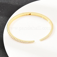 Brass Micro Pave Clear Cubic Zirconia Hinged Bangles&nbsp;BJEW-F528-01G