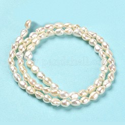 天然養殖淡水パールビーズ連売り  研磨両側  グレード4 A  リネン  3~4x4.5~5mm  穴：0.5mm  約70個/連  14.17''~14.57''（36~37センチメートル）&nbsp;PEAR-E016-104