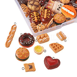 樹脂チャーム  プラチナメッキ鉄ループ付き  模造食品  混合図形  ミックスカラー  42個/箱&nbsp;RESI-TA0001-20