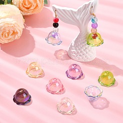 35Pcs 7 Colors UV Plating Acrylic Bead Caps&nbsp;OACR-CJ0002-36