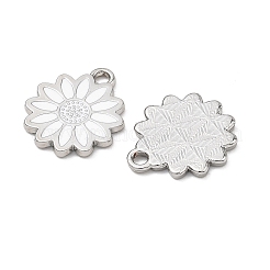 合金エナメルチャーム  花のチャーム  ラックめっき  プラチナ  ホワイト  15x13x1.4mm  穴：1.6mm&nbsp;ENAM-G235-04P-01