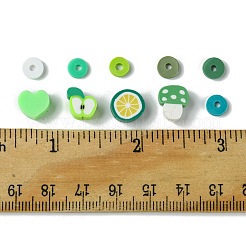 手作り樹脂粘土ビーズ  混合セット  グリーン  6~13x1~12 XMM  穴：1.8~ 2mm&nbsp;CLAY-FS0001-37D